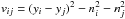 \hbox{$v_{ij}=(y_i-y_j)^2-n_i^2-n_j^2$}