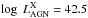 \hbox{$\log~ \lx{} = 42.5$}