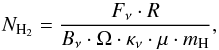 \appendix \setcounter{section}{1} \begin{equation} N_{\rm H_2}=\frac{F_{\nu} \cdot R}{B_{\nu} \cdot \Omega \cdot \kappa_{\nu} \cdot \mu \cdot m_{\rm H}} , \label{equ:dusttoh2} \end{equation}
