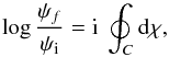 \appendix \setcounter{section}{1} \begin{equation} \label{eq:connection-phase-value} \log \frac{\psi_f}{\psi_{\rm i}} = {\rm i} ~\oint_C {\rm d} \chi , \end{equation}