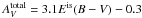 \hbox{$A_{V}^{\rm total} =3.1E^{\rm is}(B-V)-0.3$}