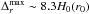 \hbox{$\Delta_r^{\rm max} \sim 8.3 H_0(r_0)$}