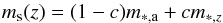 \begin{equation} m_{\rm s}(z)=(1-c) m_{*,{\rm a}}+c m_{*,z} \end{equation}