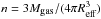 \hbox{$n = 3 M_{\mbox{\tiny gas}}/(4 \pi R_{\mbox{\tiny eff}}^3)$}