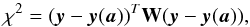 \appendix \setcounter{section}{1} \begin{equation} \chi^{2} = (\vec{y}-\vec{y}(\vec{a}))^{T} \textbf{W} (\vec{y}-\vec{y}(\vec{a})) , \label{khi2_corr} \end{equation}
