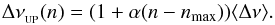 \begin{equation} \deltanuas = (1+\alpha(n-\nmax))\dnumoy . \label{dnu_local_curvature} \end{equation}