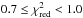 \hbox{$0.7 \leq \chi_{\rm red}^2 < 1.0$}