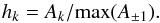 \begin{equation} h_{k}=A_{k}/{\rm max}(A_{\pm 1}). \label{e:aratios} \end{equation}
