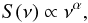 \begin{equation} \label{eq:si_f_ralationship} S(\nu) \propto \nu^{\alpha}, \end{equation}