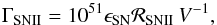 \begin{equation} \Gamma_{\rm SNII}= 10^{51} \epsilon_{\rm SN} {\cal R}_{\rm SNII}\, V^{-1}, \label{SNIIen} \end{equation}