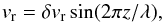 \appendix \setcounter{section}{1} \begin{equation} v_{\rm r}=\delta v_{\rm r} \sin(2\pi z/\lambda), \end{equation}
