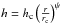 \hbox{$h=h_{\rm c}\left(\frac{r}{r_{\rm c}}\right)^{\psi}$}