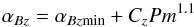 \begin{equation} \alpha_{Bz}=\alpha_{Bz\rm min}+C_z Pm^{1.1} \end{equation}