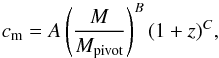 \begin{equation} c_{\rm m} = A\left(\frac{M}{M_{\rm pivot}}\right)^{B} (1+z)^{C} , \label{eq_mc} \end{equation}