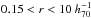 \hbox{$0.15 <r< 10~h_{70}^{-1}$}