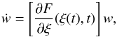 \begin{equation} \dot w = \left [{\partial F\over \partial \xi}(\xi(t) ,t)\right]w \label{varfirseq} , \end{equation}