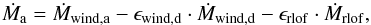 \appendix \setcounter{section}{1} \begin{equation} \dot{M}_{\mathrm{a}} = \dot{M}_{\mathrm{wind,a}} - \epsilon_{\mathrm{wind,d}} \cdot \dot{M}_{\mathrm{wind,d}} - \epsilon_{\mathrm{rlof}} \cdot \dot{M}_{\mathrm{rlof}}, \end{equation}