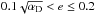 \hbox{$0.1 \sqrt{\alpha_{\rm D}} < e \le 0.2$}