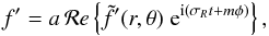 \appendix \setcounter{section}{1} \begin{eqnarray} \label{def_perturbation} f^\prime = a \, \mathcal{R}e \left\{ \tilde{f}^\prime(r,\theta) \; {\rm e}^{{\rm i} (\sigma_R t + m \phi)}\right\} , \end{eqnarray}