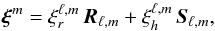 \appendix \setcounter{section}{1} \begin{eqnarray} \label{decomp} \vec \xi^m = \xi_r^{\ell,m} \, \mathcal{\vec R}_{\ell,m} + \xi_h^{\ell,m} \, \mathcal{\vec S}_{\ell,m} , \end{eqnarray}