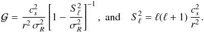 \appendix \setcounter{section}{1} \begin{eqnarray} \mathcal{G} = \frac{c_s^2}{r^2 \, \sigma_R^2} \left[1- \frac{S_\ell^2}{\sigma_R^2} \right]^{-1} , \; {\rm and} \quad S_\ell^2 = \ell(\ell+1) \, \frac{c_s^2}{r^2} . \end{eqnarray}