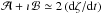 \hbox{$\mathcal{A} + \imath\, \mathcal{B}\simeq 2\,({\rm d}\zeta/{\rm d}t)$}