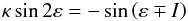 \begin{eqnarray} \kappa \sin 2\varepsilon = -\sin\left(\varepsilon \mp I\right) \label{oblstat} \end{eqnarray}