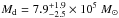 \hbox{$M_{\rm d} = 7.9_{-2.5}^{+1.9} \times 10^5~M_\odot$}