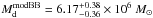 \hbox{$M_\mathrm{d}^\text{modBB} = 6.17_{-0.36}^{+0.38} \times 10^{6}~{M}_\odot$}