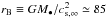 \hbox{$r_{\rm B}\equiv GM_\bullet/c_{\rm s, \infty}^2 \simeq 85$}