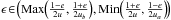 \hbox{$\epsilon\!\in\!\br{\mathrm{Max}\!\br{\frac{1-e}{2u},\frac{1+e}{2u_b}}\!,\mathrm{Min}\!\br{\frac{1+e}{2u},\frac{1-e}{2u_a}}\!}$}