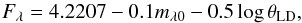 \begin{equation} F_{\lambda}=4.2207 - 0.1 m_{\lambda0} - 0.5 \log \theta_{\rm LD}, \label{eq5} \end{equation}