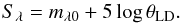 \begin{equation} S_{\lambda}=m_{\lambda0}+5\log \theta_{\rm LD} \label{equ.8} . \end{equation}