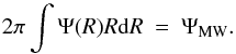 \appendix \setcounter{section}{2} \begin{equation} 2 \pi \int \Psi(R) R {\rm d}R \ = \ \Psi_{\rm MW}. \end{equation}
