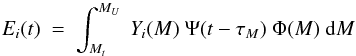 \appendix \setcounter{section}{3} \begin{equation} E_i(t) \ = \ \int_{M_t}^{M_U} \ Y_i(M) \ \Psi(t-\tau_M) \ \Phi(M) \ {\rm d}M \label{eq:chem2} \end{equation}