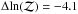 \hbox{$\Delta\! \ln(\mathcal{Z}) = -4.1$}
