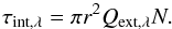 \begin{equation} \label{eq_tau} \tau_{\rm int,\lambda} = \pi r^2 Q_{\rm ext,\lambda} N . \end{equation}