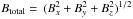 \hbox{$B_{\rm total} = \,(B_x^2 + B_y^2 + B_z^2)^{1/2}$}