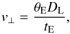 \begin{equation} \vperp = \frac{\thE\DL}{\tE}\v \end{equation}