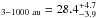 \hbox{$_{3-1000~\mathrm{au}}=28.4^{+4.7}_{-3.9}$}