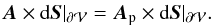 \begin{eqnarray} \label{eq:condrelhdiff} \vA \times \dS|_\surf = \vAp \times \dS|_\surf . \end{eqnarray}