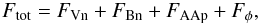\begin{eqnarray} \label{eq:defFtot} \Ftot = \FVn + \FBn + \FAAp + \Fphi , \end{eqnarray}