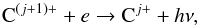\begin{equation} {\rm C}^{(j+1)+} + e \rightarrow {\rm C}^{j+} + h\nu, \label{eqn:e_recombination} \end{equation}