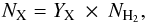 \begin{eqnarray} N_{\rm X} = Y_{\rm X}\ \times\ N_{\rm H_2}, \end{eqnarray}