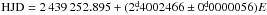 \hbox{$\mathrm{HJD}= 2\,439\,252.895 + (2\fd4002466\pm0\fd0000056)E$}
