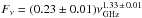 \hbox{$F_{\nu} = (0.23\pm 0.01)\nu ^{1.33\,\pm\, 0.01}_{\rm{GHz}}$}