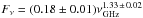 \hbox{$F_{\nu} = (0.18\pm 0.01)\nu ^{1.33\,\pm\, 0.02}_{\rm{GHz}}$}