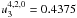 \hbox{$u_3^{4,2,0}=0.4375$}