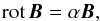\begin{equation} \label{ff} \mathrm{rot} \, \vec{B} = \alpha \vec{B} , \end{equation}