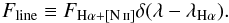 \appendix \setcounter{section}{1} \begin{eqnarray} \label{DeltaDiracApendice} F_{\mathrm{line}}\equiv F_{\mathrm{H}\alpha+\mathrm{[\ion{N}{ii}]}} \delta(\lambda-\lambda_{\mathrm{H}\alpha}). \end{eqnarray}